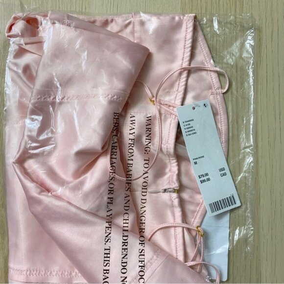 Urban Outfitters Anabella Satin Mini Dress New Medium Ballerina Soft Light Pink - Picture 6 of 7